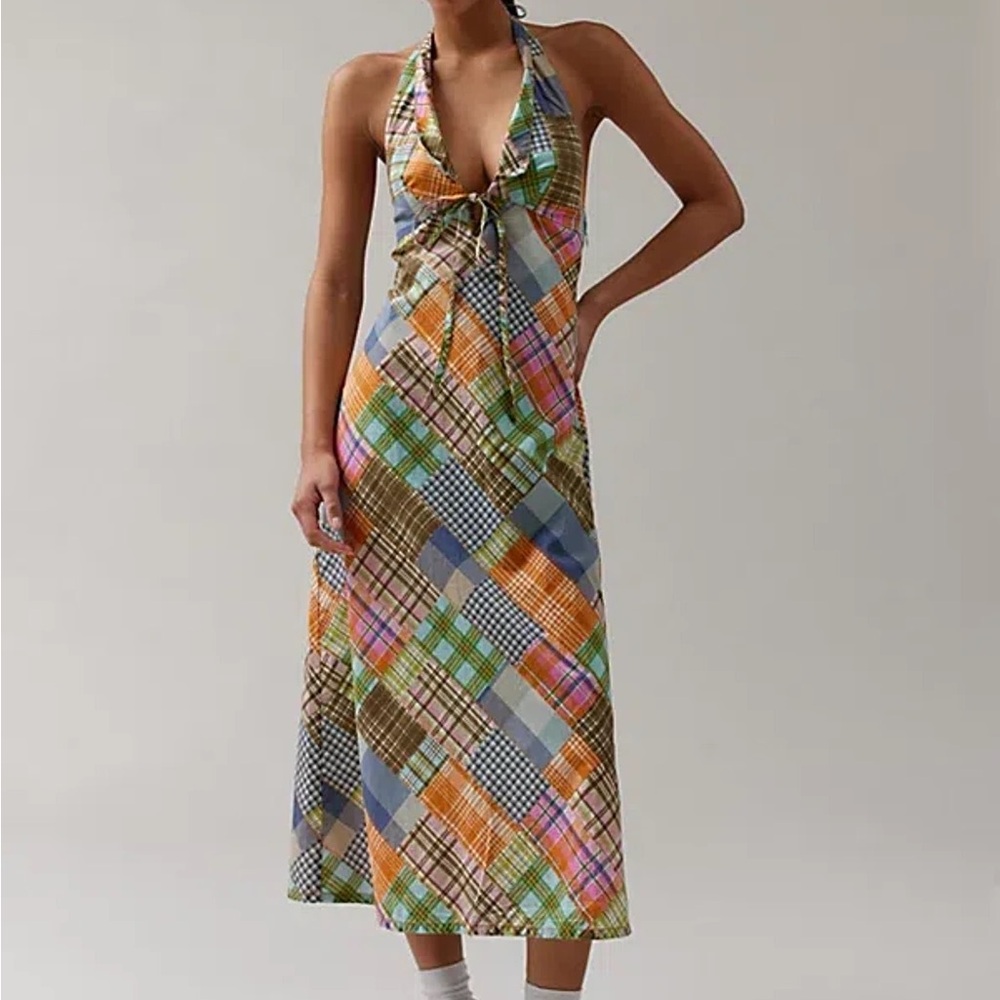 Danny Madras BDG Vibrant Patchwork Halter Dress Vintage Inspired 100% Cotton - Picture 14 of 14